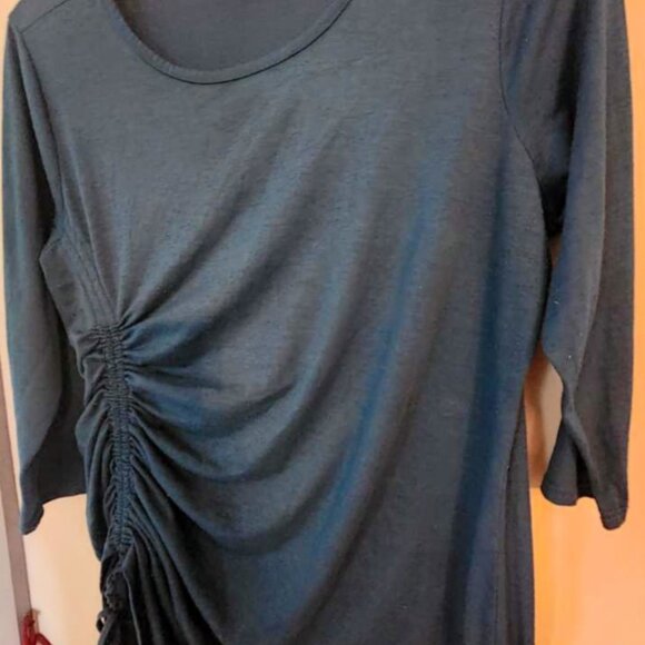 BOBBIE BROOKS Womens Teal Ruched 3/4 Sleeve Tunic Top - 1X - Picture 4 of 10